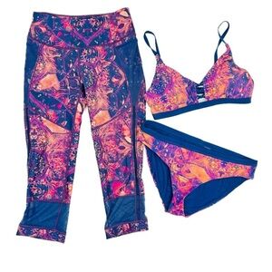 NWOT Calia 3 Piece Set Bikini + Crop Leggings Capris *Small Workout Gym